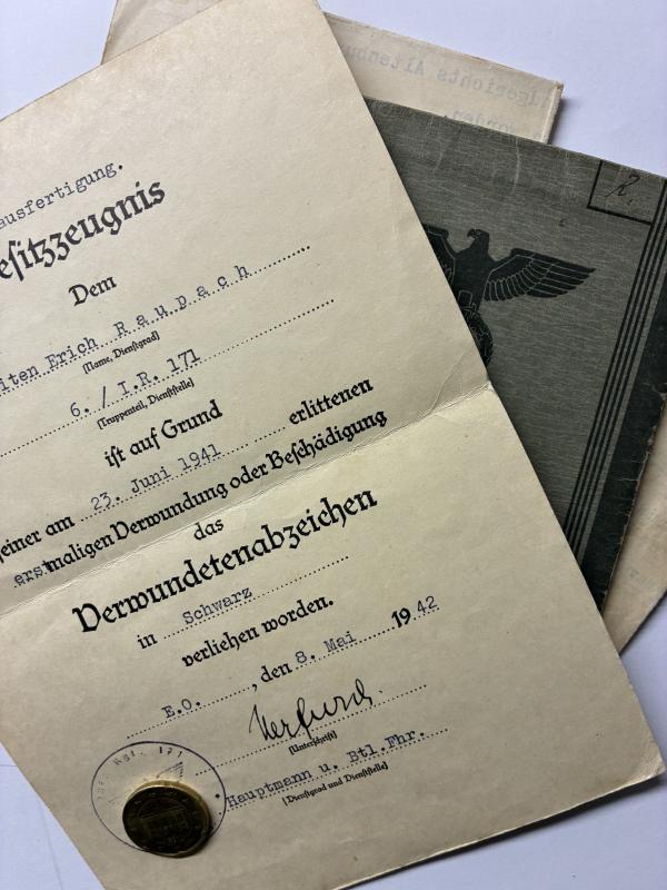 Wehrpass/citation -  WH (Heer) -  56.Inf.Div. /93.Inf.Div. - Raupach