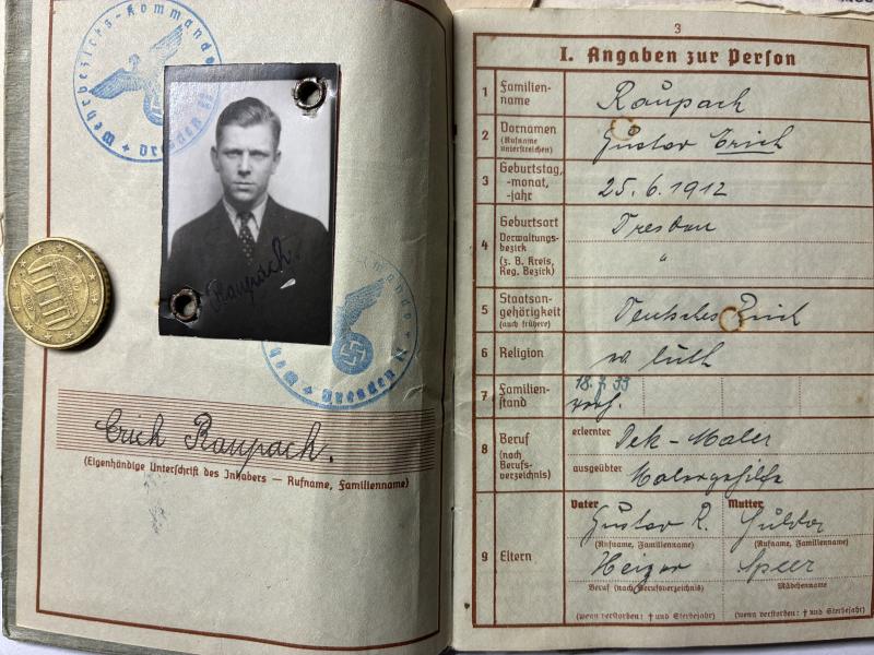 Wehrpass/citation - WH (Heer) - 56.Inf.Div. /93.Inf.Div. - Raupach