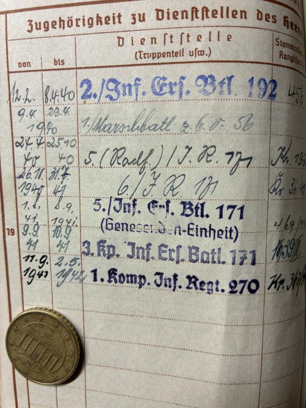 Wehrpass/citation - WH (Heer) - 56.Inf.Div. /93.Inf.Div. - Raupach