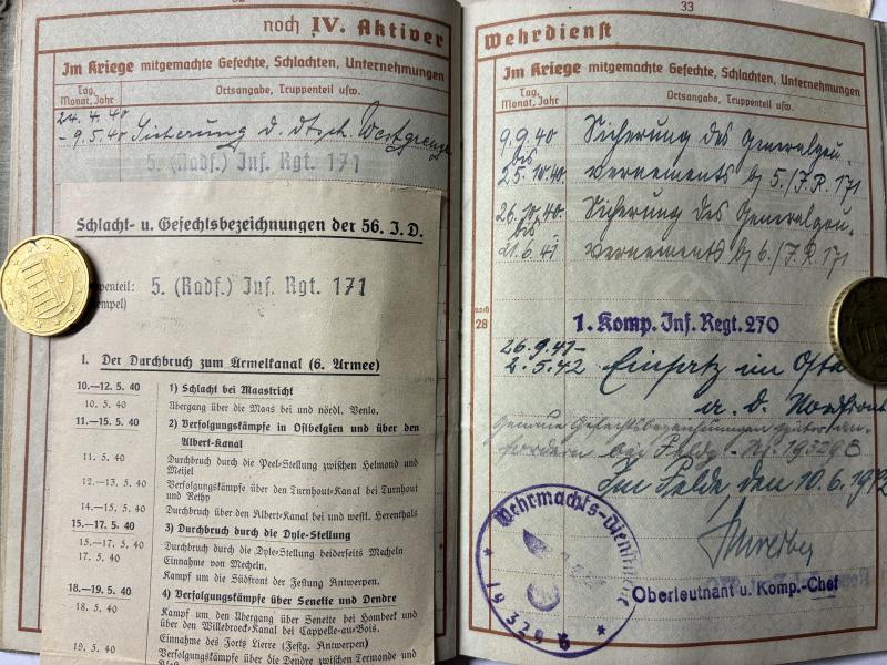 Wehrpass/citation - WH (Heer) - 56.Inf.Div. /93.Inf.Div. - Raupach