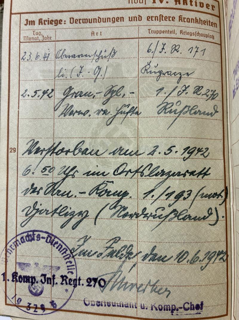 Wehrpass/citation - WH (Heer) - 56.Inf.Div. /93.Inf.Div. - Raupach