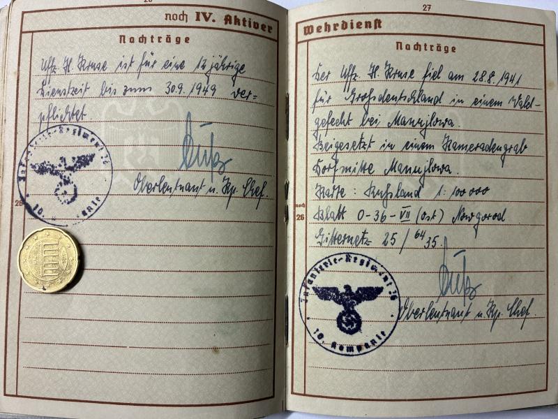 Wehrpass/citation/medal - WH (Heer) - 30.Inf.Div. - Kruse