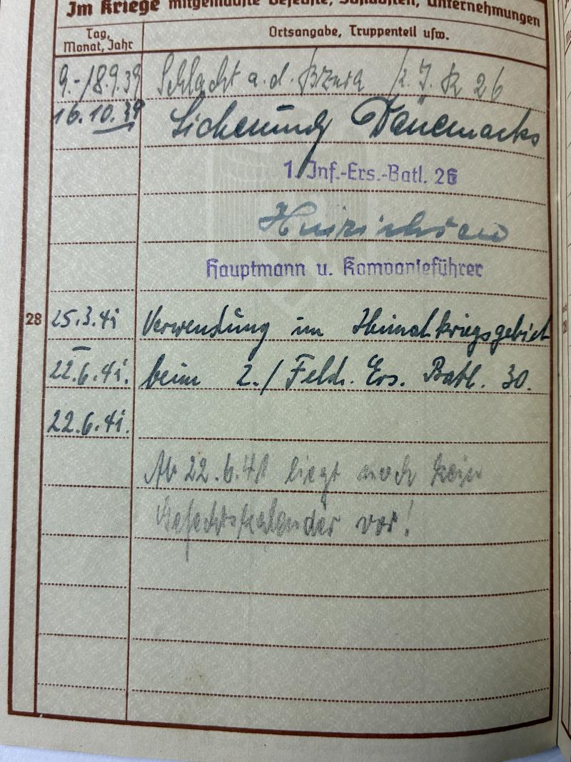 Wehrpass/citation/medal - WH (Heer) - 30.Inf.Div. - Kruse