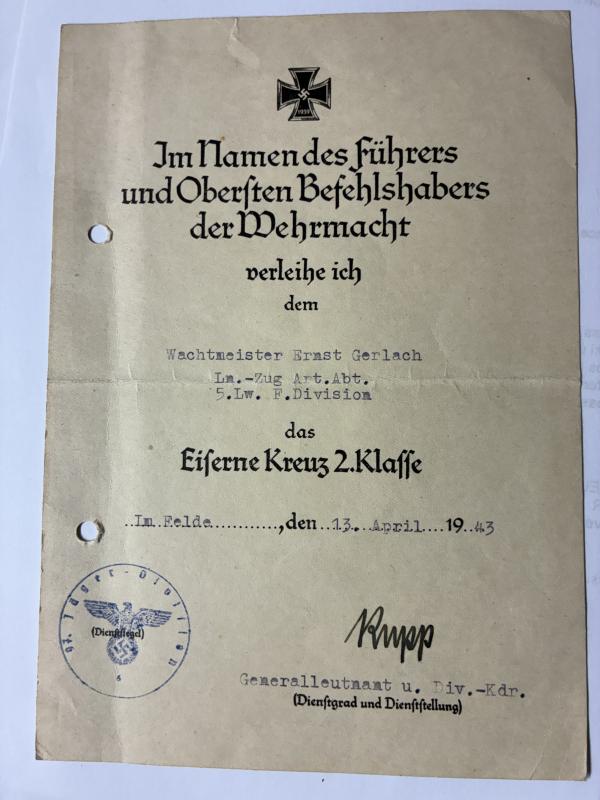 Citation grouping - Luftwaffe - 5.Lw.Feld Division - Gerlach