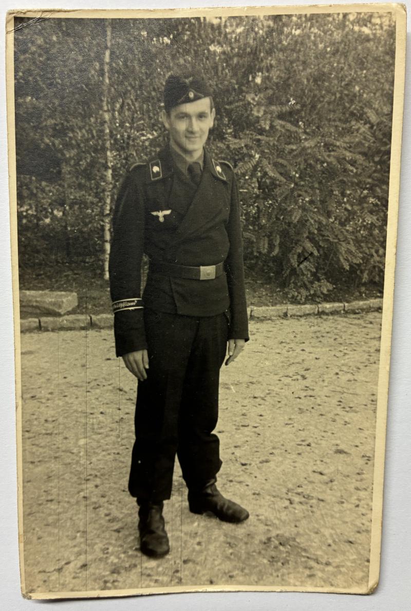 Postcard photo - panzer crew member -