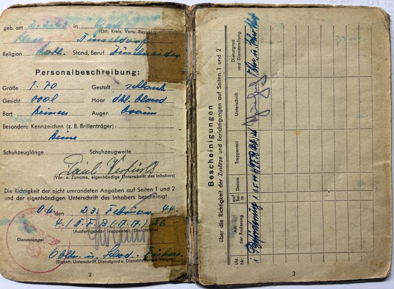 Soldbuch WH (Heer) - 26.Inf.Div. - Verfürth?
