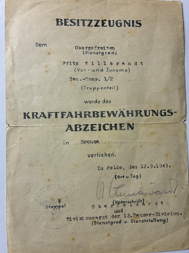 Citation - WH (Heer) - 12.Pz.Div. - Villbrandt
