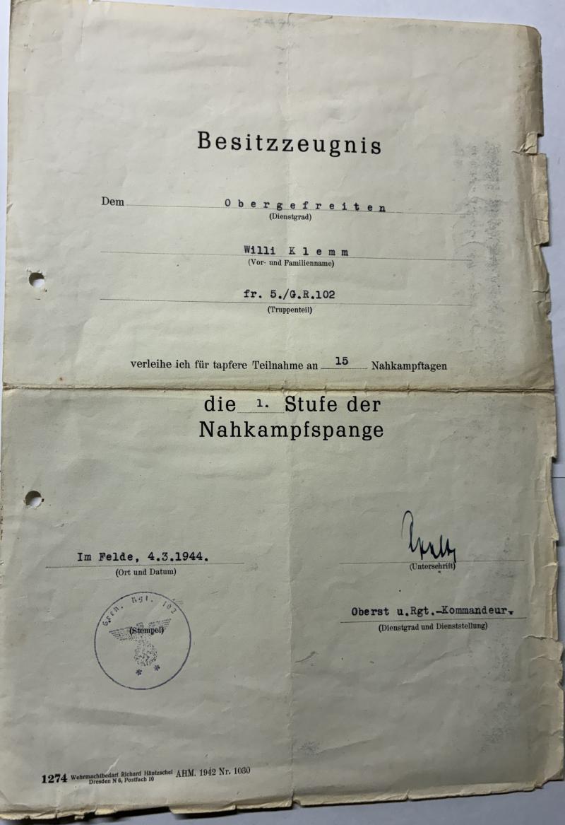 Citation grouping - WH (Heer) - 24.Inf.Div.- Klemm