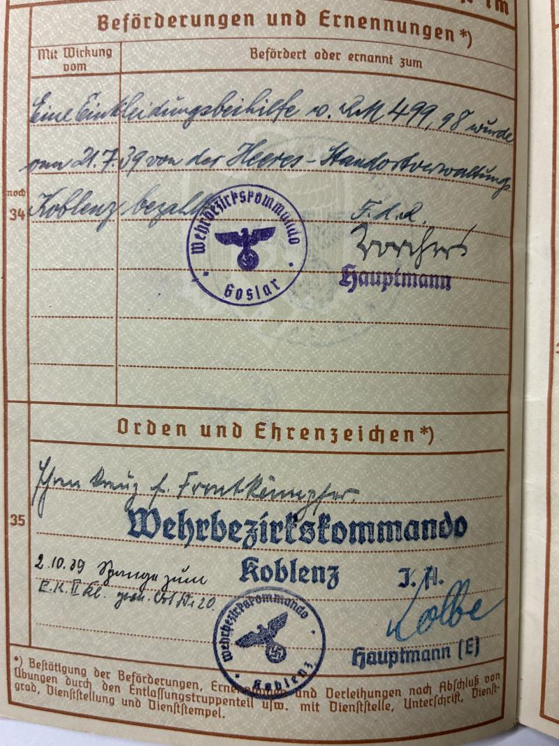 Wehrpass - WH (Heer) - OKH-HWA - Gäfgen