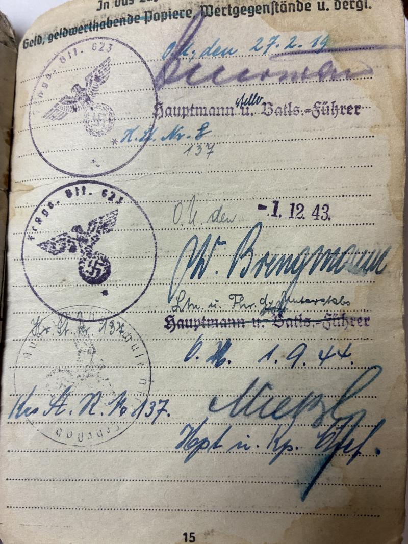 Soldbuch WH (Heer) - Festungsdiv.Kreta/ 260.Inf.Div. - Böres